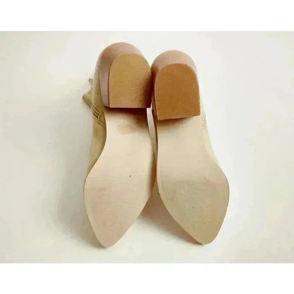 Steve Madden Womens Western Ankle Boots Booties Beige Faux Suede Side Zip 8 M - Picture 2 of 7